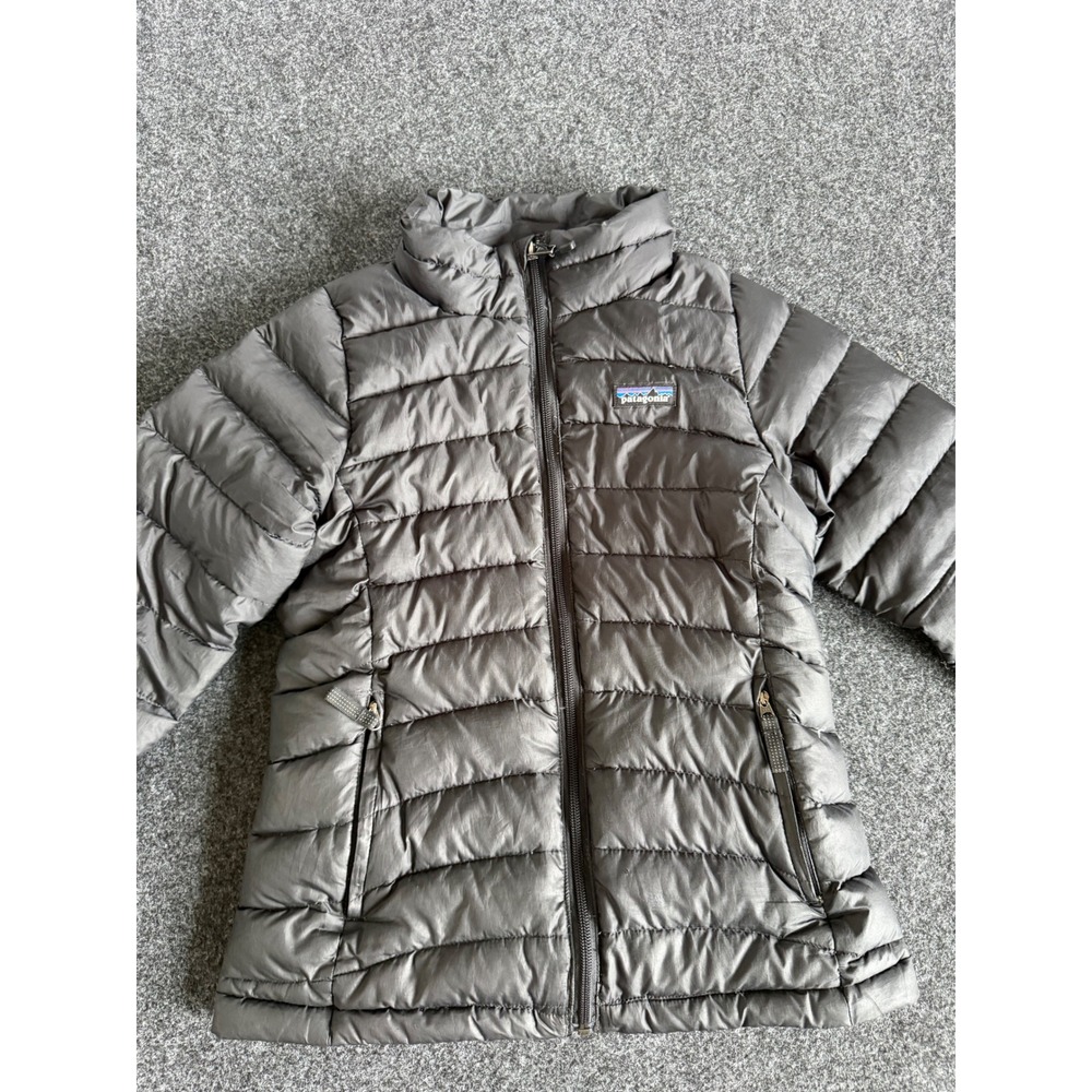 Patagonia Kids Down Sweater Jacket Black Puffer Full Zip Ripstop Quilted Coat